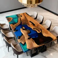 Black Walnut Epoxy Resin River Table Sapphire to Cobalt Blue