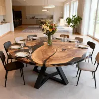 Olive Wood Epoxy Resin River Table Onyx Black
