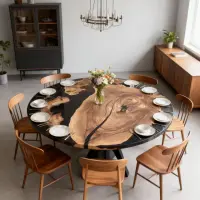 Olive Wood Epoxy Resin River Table Onyx Black
