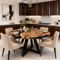 Olive Wood Epoxy Resin River Table Onyx Black