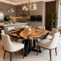 Olive Wood Epoxy Resin River Table Onyx Black