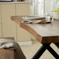 Franch 6 Seater Dining Bench Set - Solid Wood Dining Table