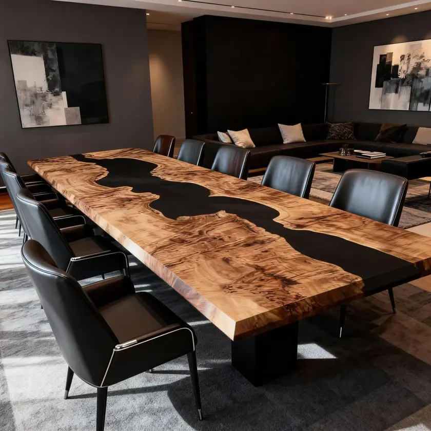 Black Channel - Epoxy Resin Dining Table