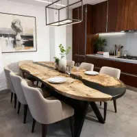 Poplar Wood Epoxy Resin River Table Onyx Black Resin