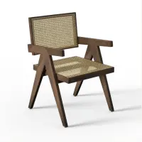Chandigarh Wooden Back and Seat Rattan Chair (Walnut) - Dinning chairs