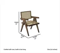 Chandigarh Wooden Back and Seat Rattan Chair (Walnut) - Dinning chairs