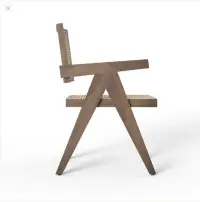 Chandigarh Wooden Back and Seat Rattan Chair (Walnut) - Dinning chairs