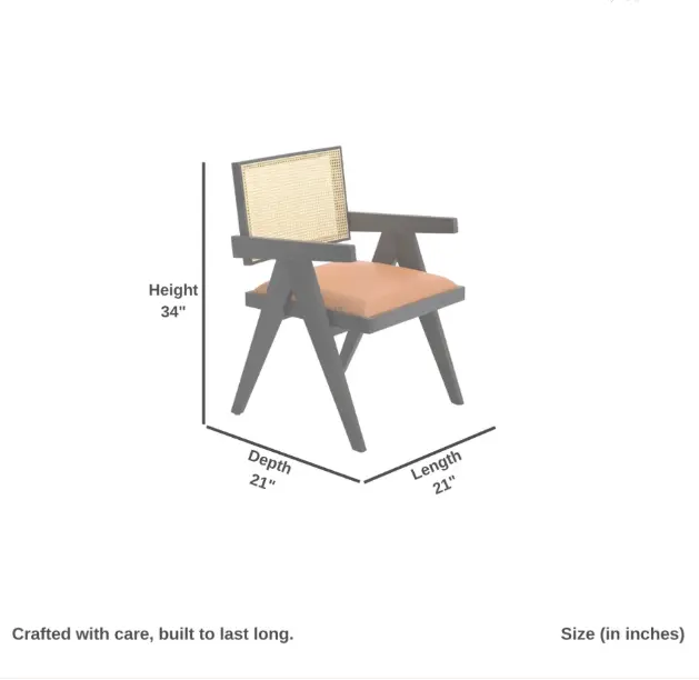 Chandigarh Wooden Rattan Chair (Black Texture)