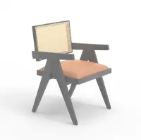Chandigarh Wooden Rattan Chair Black Texture