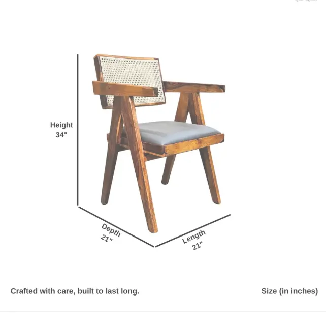 Chandigarh Wooden Rattan Chair (Teak)