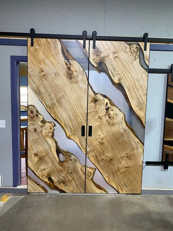 Doule Door Solid Wood and Epoxy resin