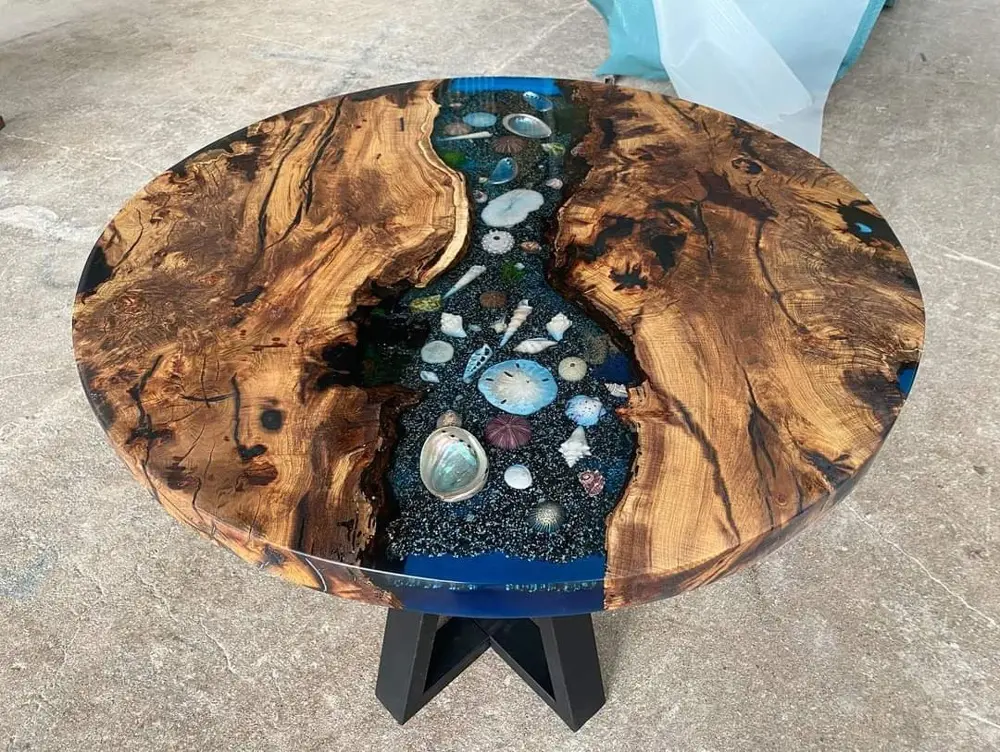Live Edge Epoxy Resin River Coffee Table