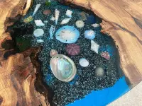 Live Edge Epoxy Resin River Coffee Table - Coffee Tables