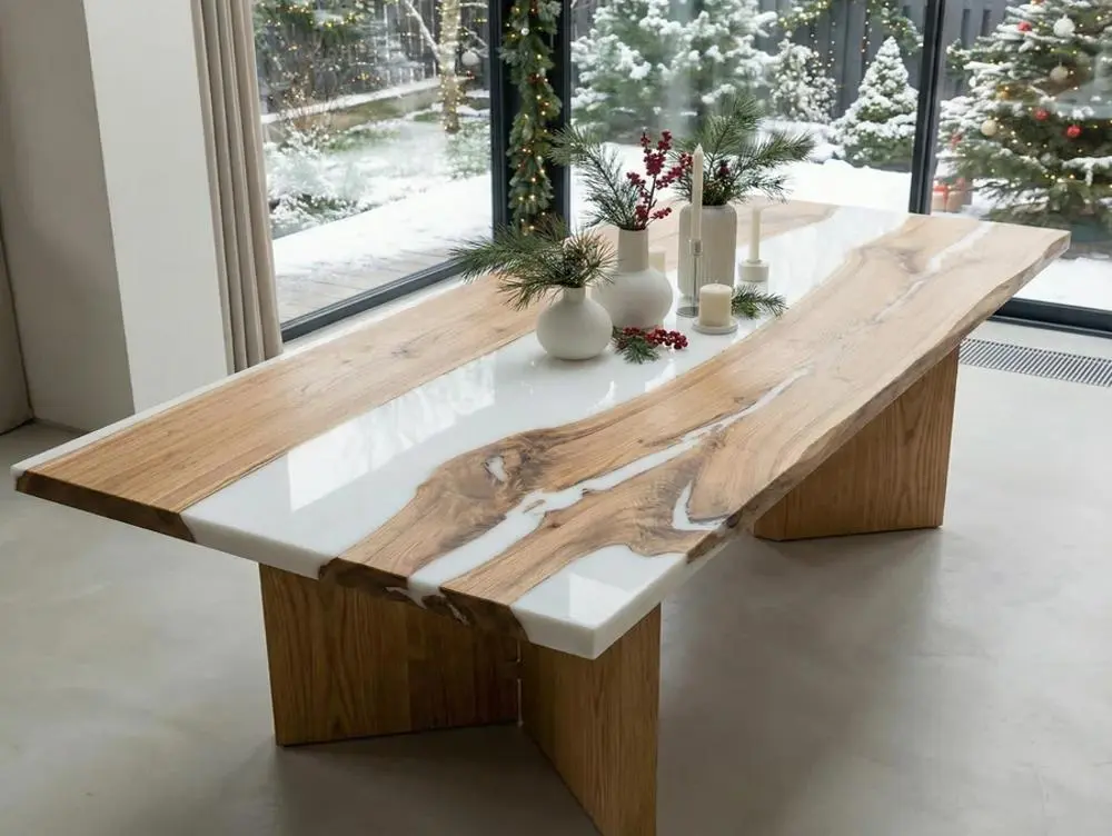 Solid Walnut Epoxy Resin Dining Table - Dining Table