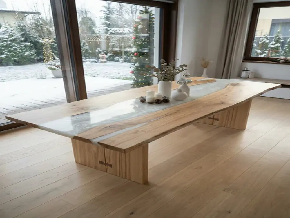 Solid Walnut Epoxy Resin Dining Table