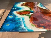 Epoxy Resin Dining Table with Matching Bench Set - Dining Table