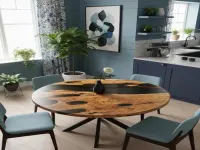 Compact Epoxy Resin Coffee Table - Coffee Tables