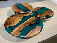 Epoxy Resin Coffee Table with Storage Shelf - Coffee Tables