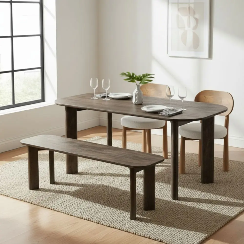 Solid Wood Dining Table 4 Seater Chair & With Bench
