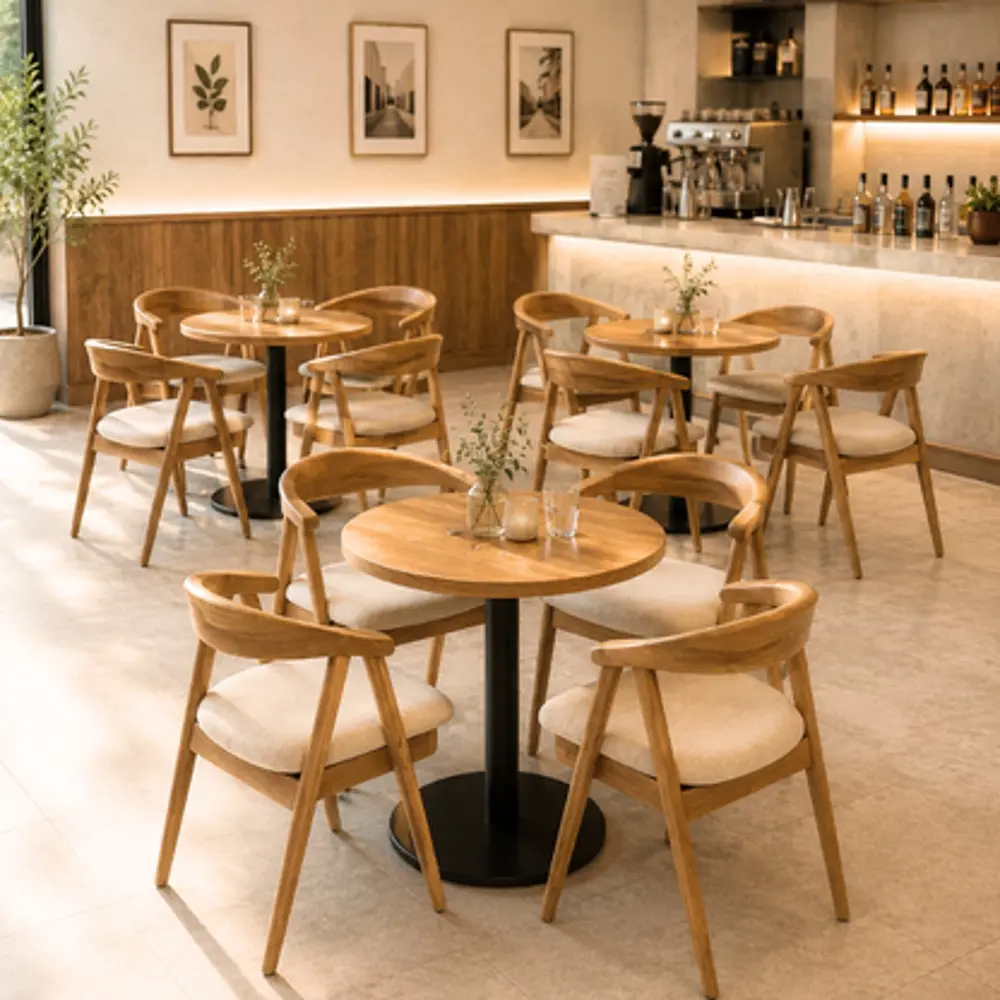 Round Light Oak Café Table