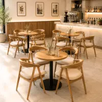 Round Light Oak Café Table - Solid Wood Dining Table