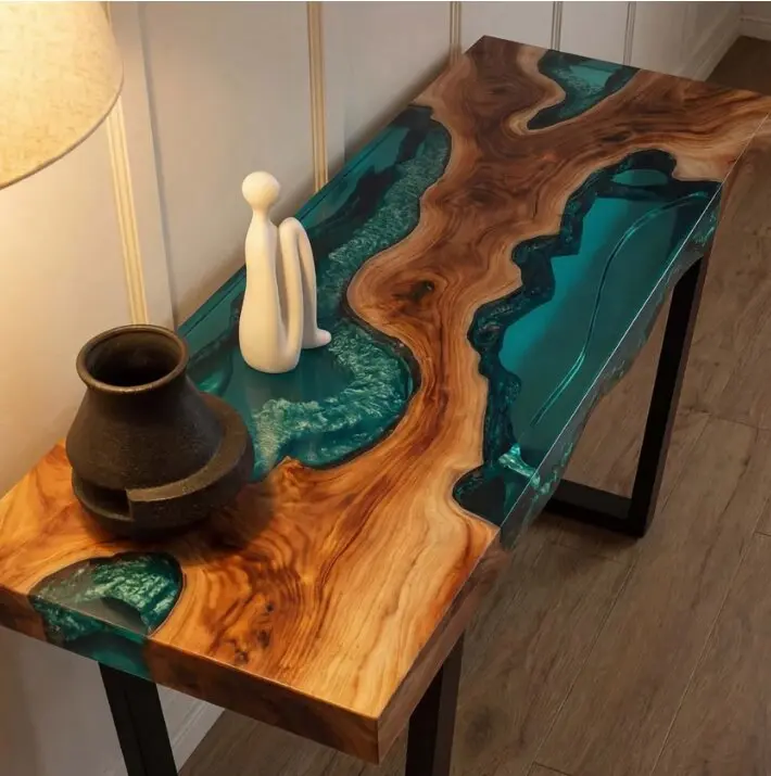 Walnut Tidal Glow Walnut Console Epoxy Table
