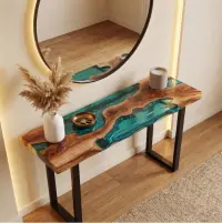 Walnut Tidal Glow Walnut Console Epoxy Table