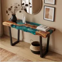 Walnut Tidal Glow Walnut Console Epoxy Table