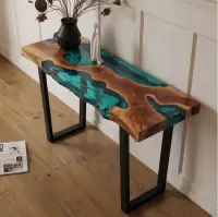 Walnut Tidal Glow Walnut Console Epoxy Table