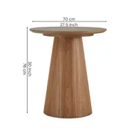 Retro Wooden Café Table with Ribbed Pedestal - Solid Wood Dining Table