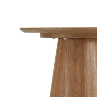 Retro Wooden Café Table with Ribbed Pedestal - Solid Wood Dining Table