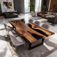 Black Walnut Epoxy Resin River Table Black Pearl