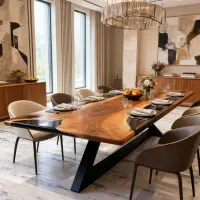 Walnut Epoxy Resin River Table Onyx Black